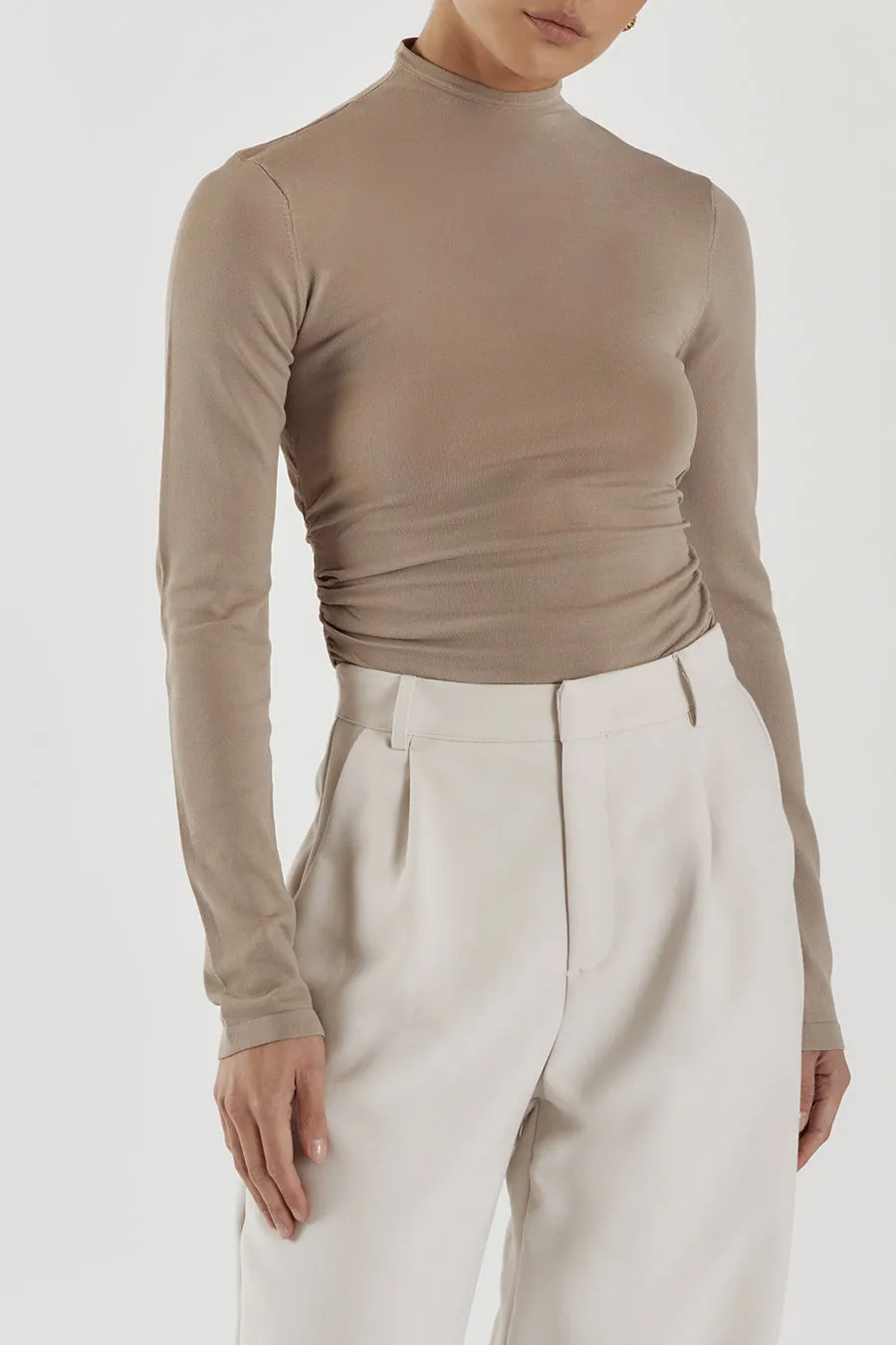 NIX TAUPE LONG SLEEVE KNIT TOP sold by Dissh product image thumbnail 5