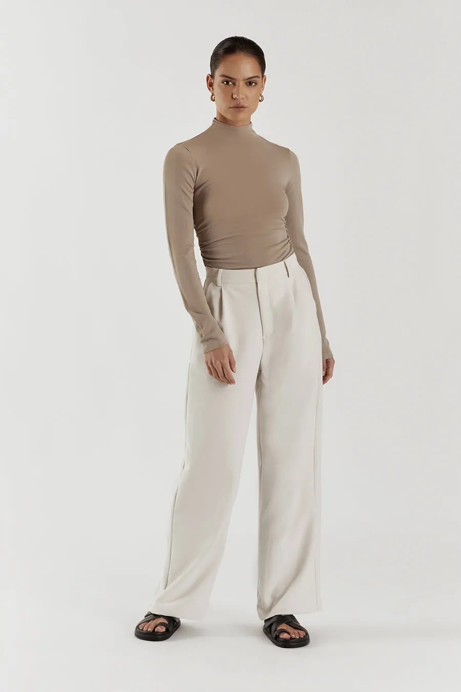 NIX TAUPE LONG SLEEVE KNIT TOP sold by Dissh
