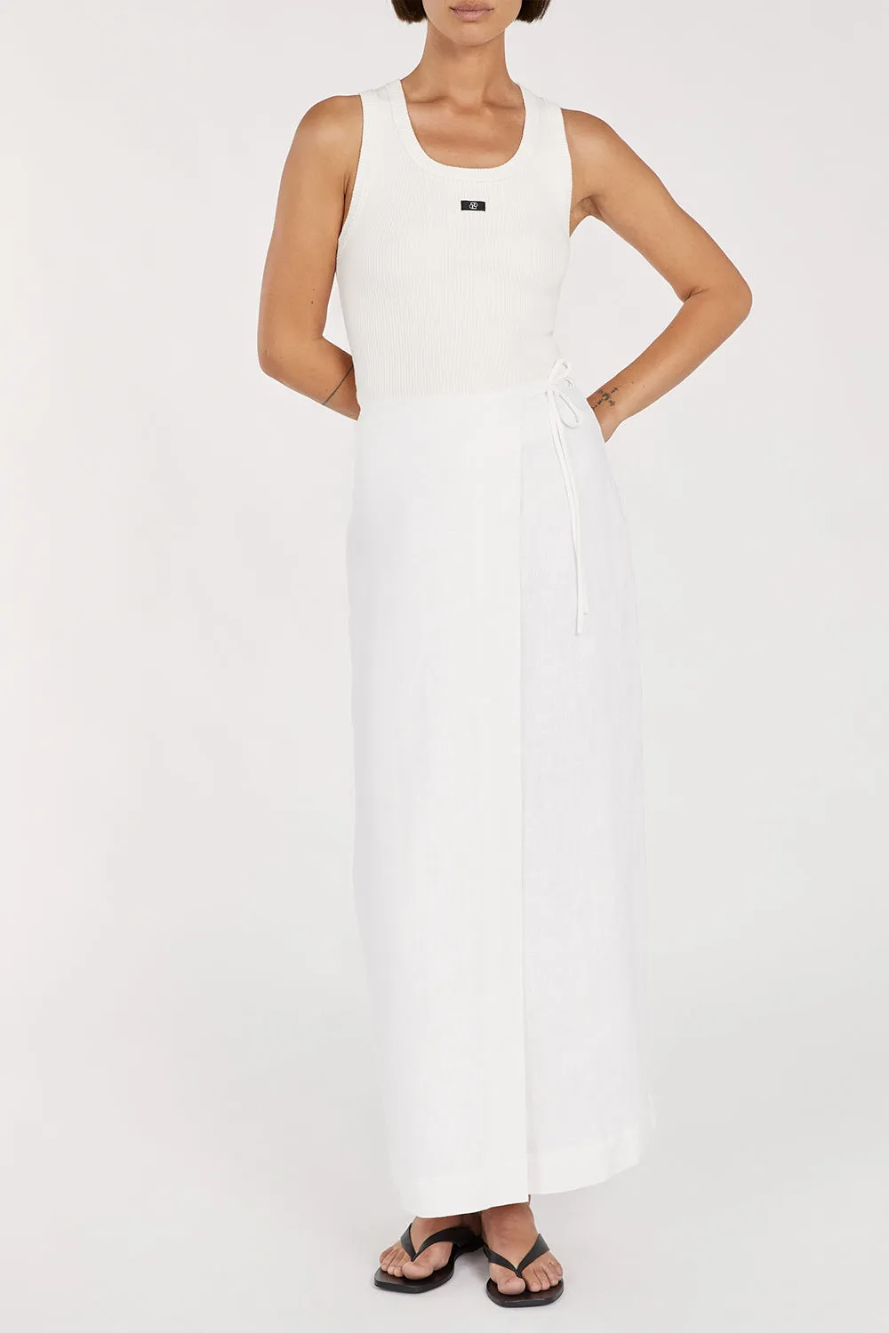 SKYE WHITE LINEN WRAP MIDI SKIRT sold by Dissh product image thumbnail 2