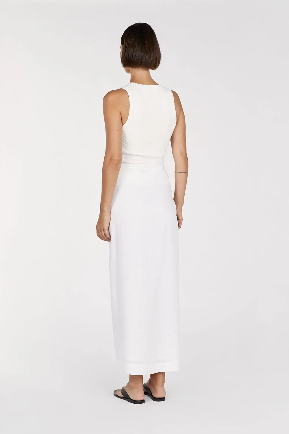 SKYE WHITE LINEN WRAP MIDI SKIRT sold by Dissh product image thumbnail 4