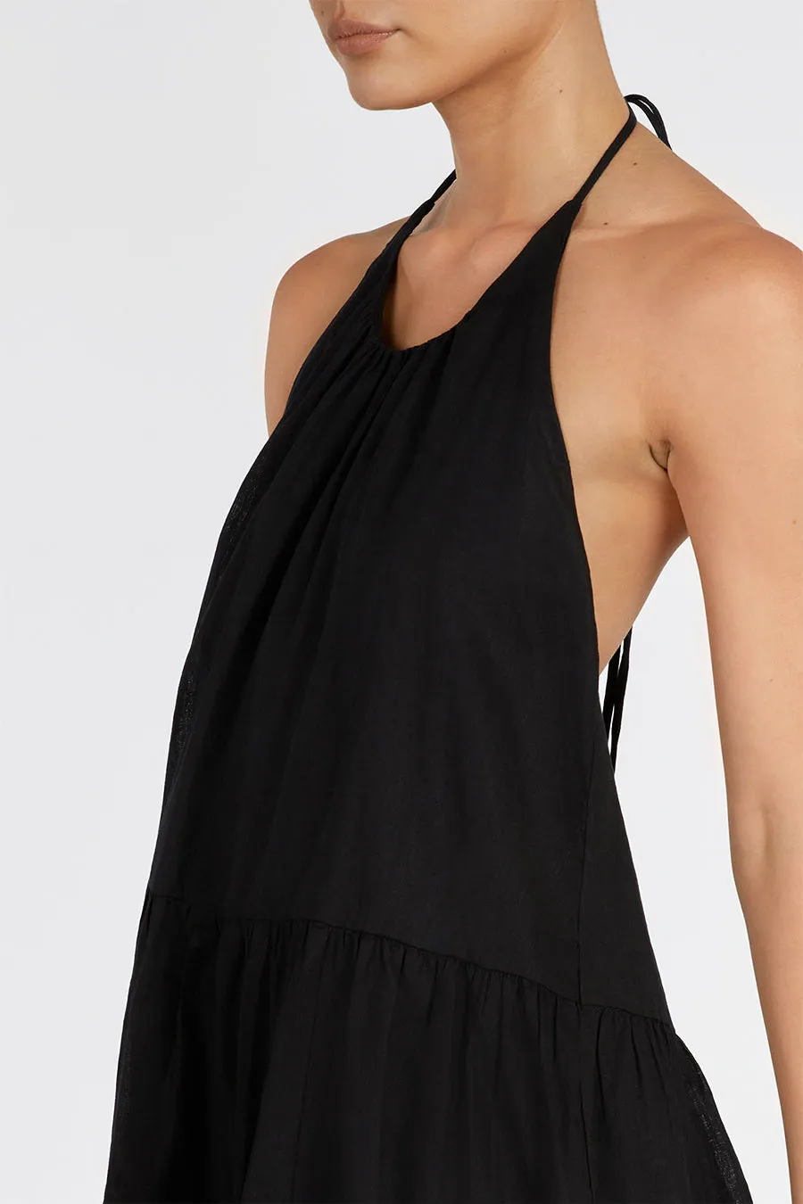 ARI BLACK LINEN HALTER MINI DRESS sold by Dissh product image thumbnail 5