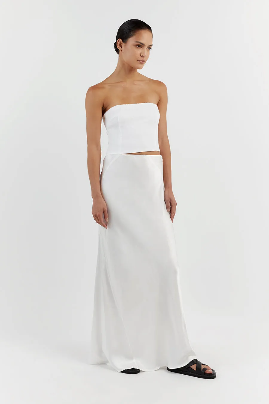 LILY WHITE LINEN STRAPLESS TOP sold by Dissh product image thumbnail 3