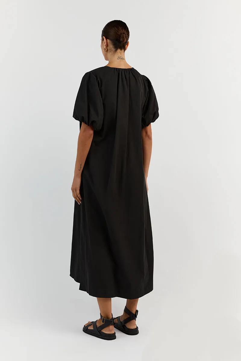 SKYLAR BLACK COTTON MIDI DRESS sold by Dissh product image thumbnail 4