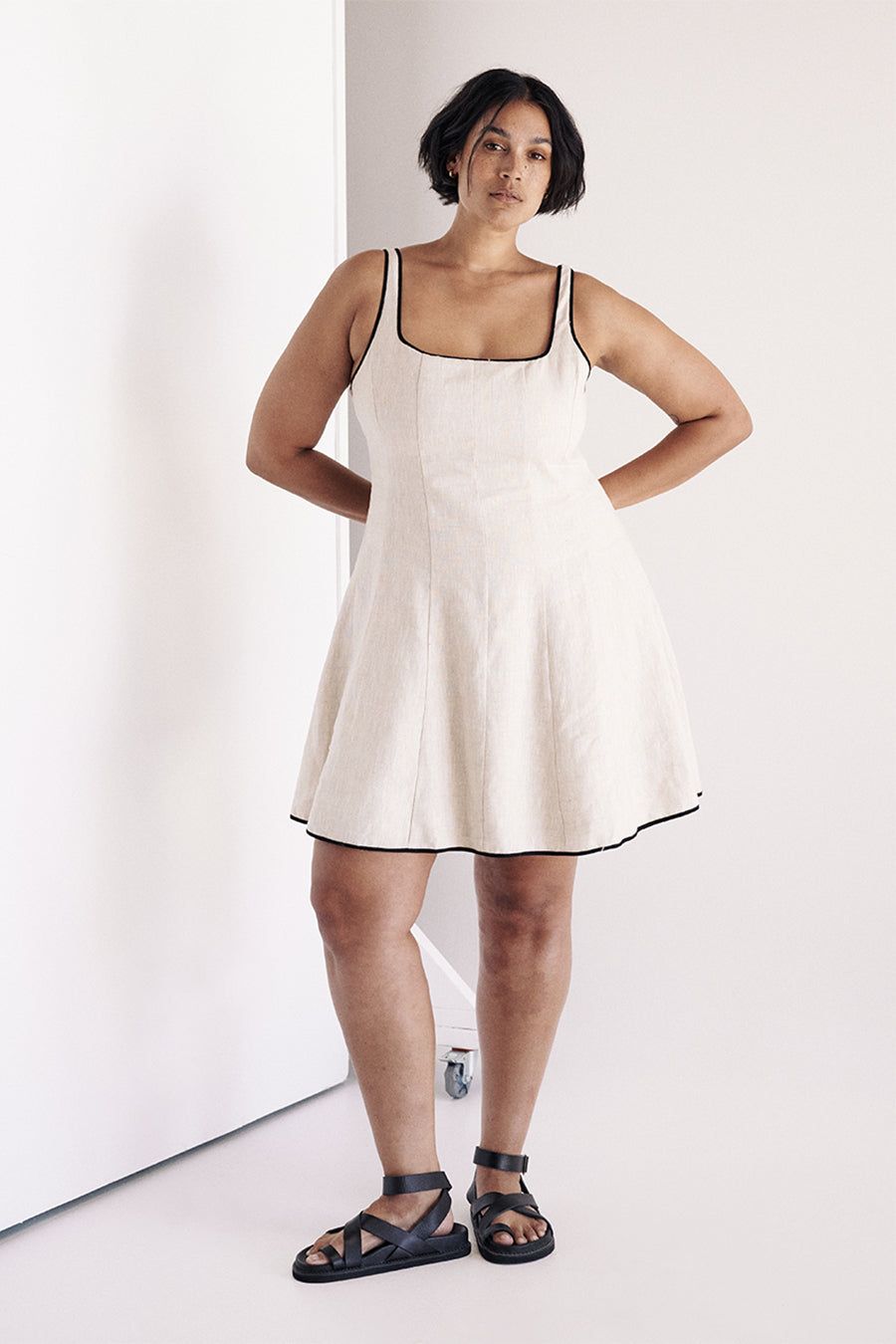 BECK NATURAL LINEN MINI DRESS sold by Dissh