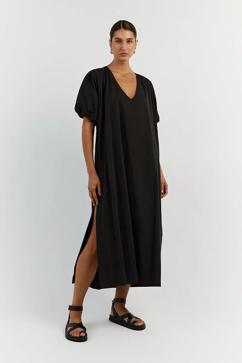 SKYLAR BLACK COTTON MIDI DRESS sold by Dissh product image thumbnail 3