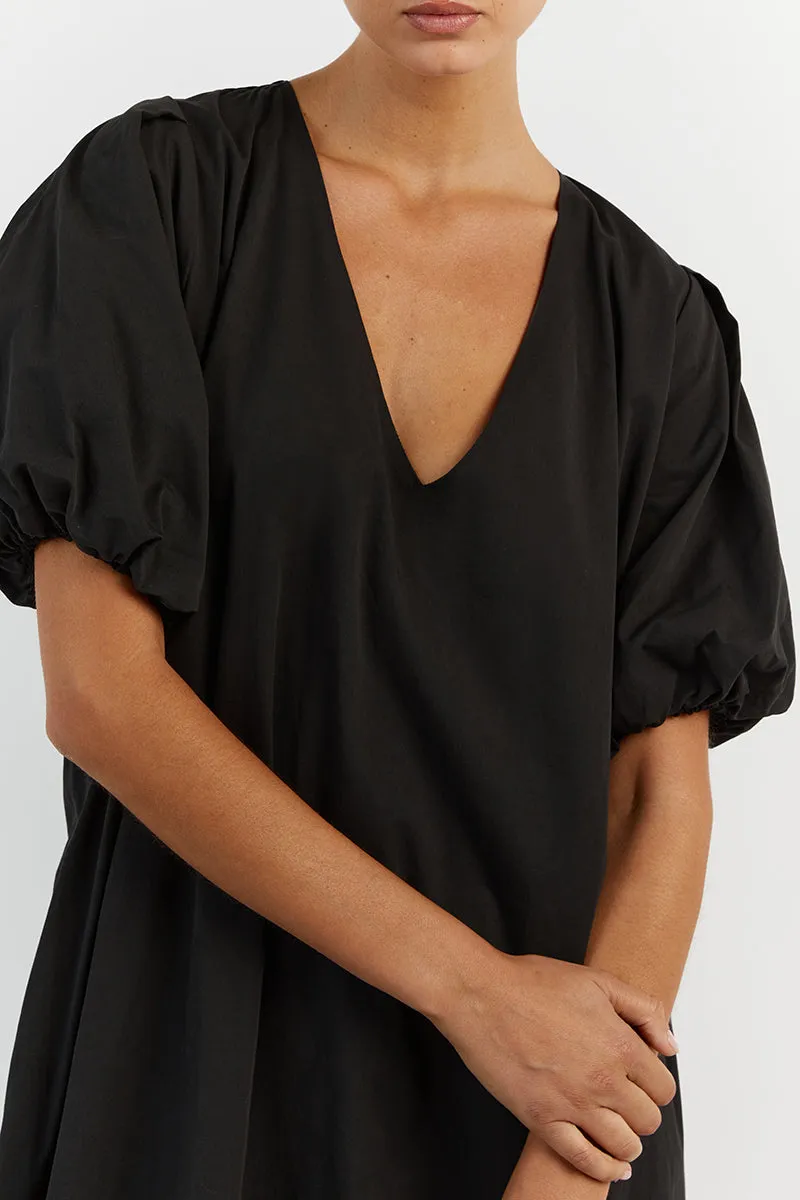 SKYLAR BLACK COTTON MIDI DRESS sold by Dissh product image thumbnail 5