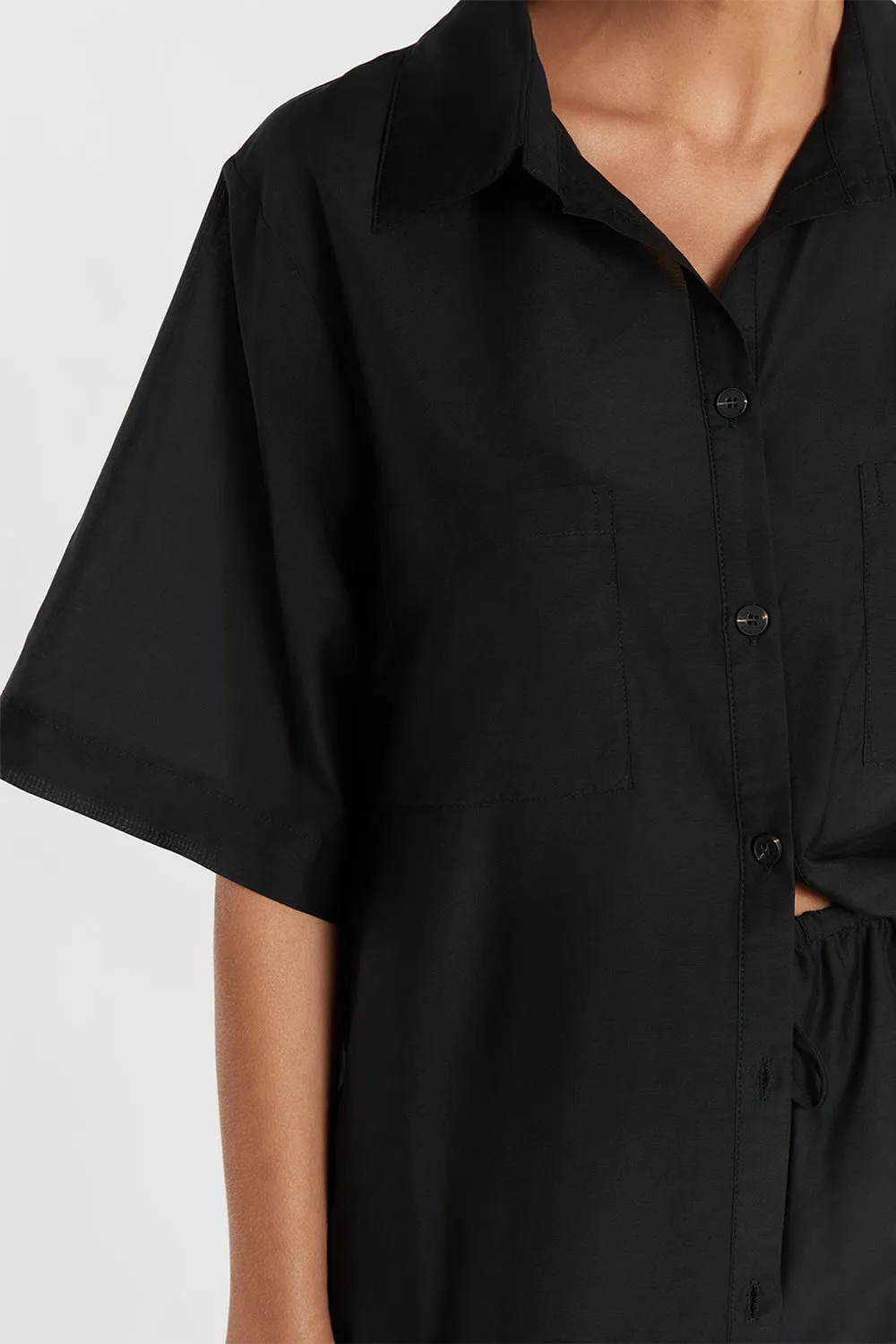 JASPER BLACK SILK COTTON SHIRT sold by Dissh product image thumbnail 5