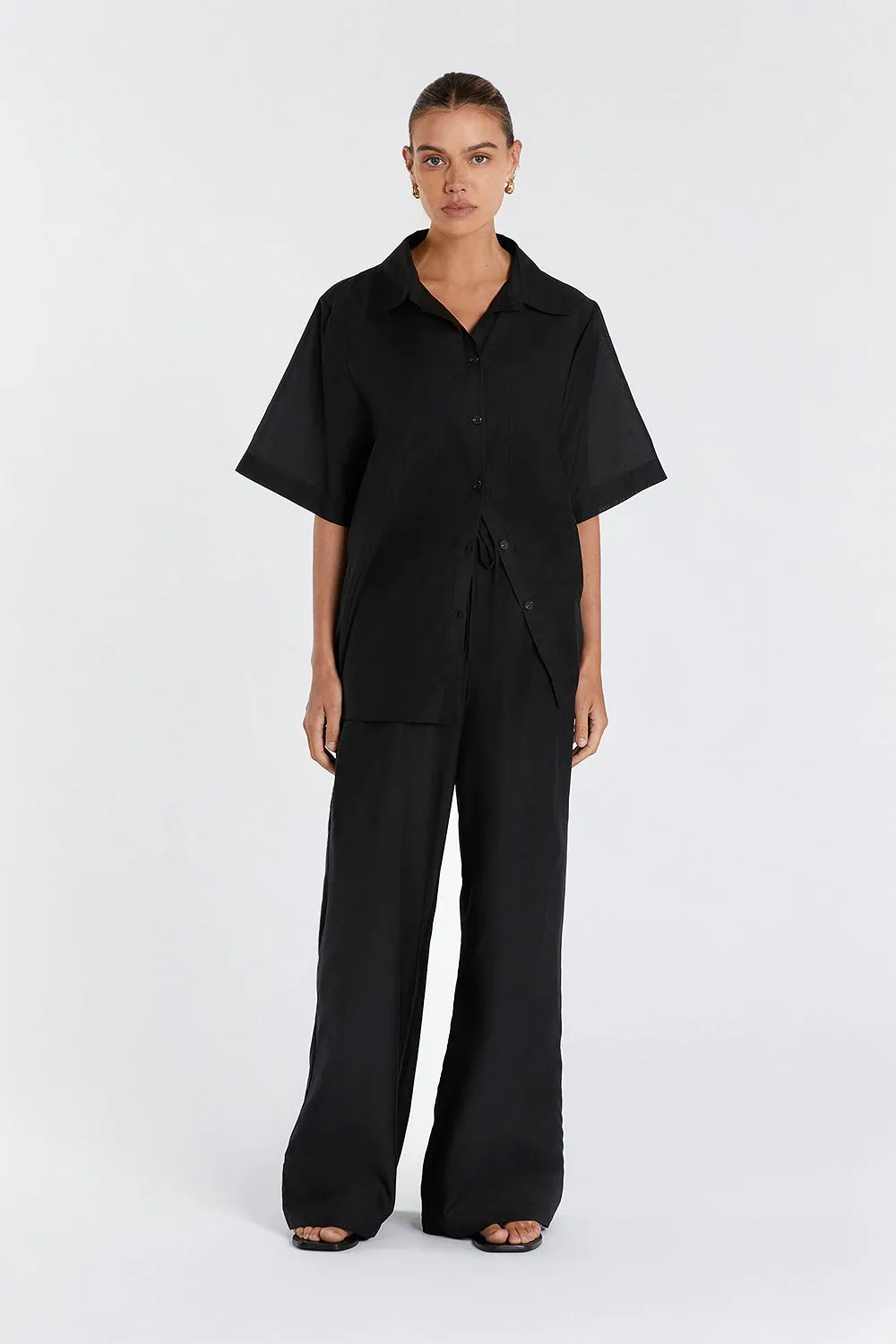 JASPER BLACK SILK COTTON SHIRT sold by Dissh