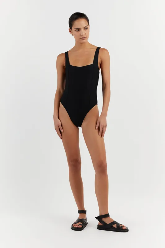 AMAYA BLACK SQUARE NECK ONE PIECE sold by Dissh