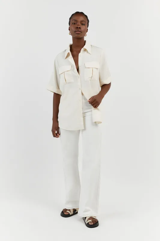 AMELIA OFF WHITE SAFARI SHIRT sold by Dissh