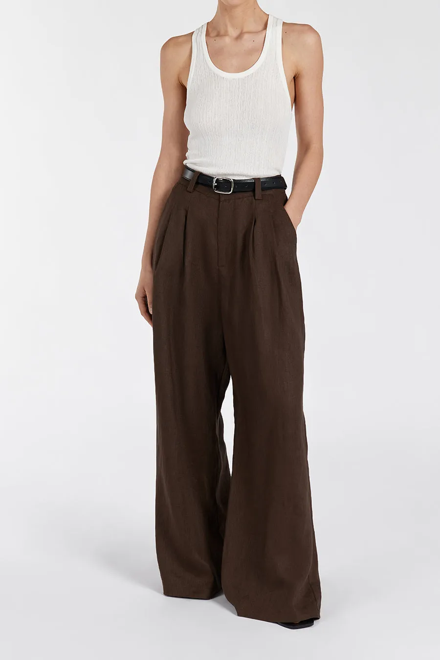 HOLDEN BITTER CHOC LINEN PANT sold by Dissh product image thumbnail 2