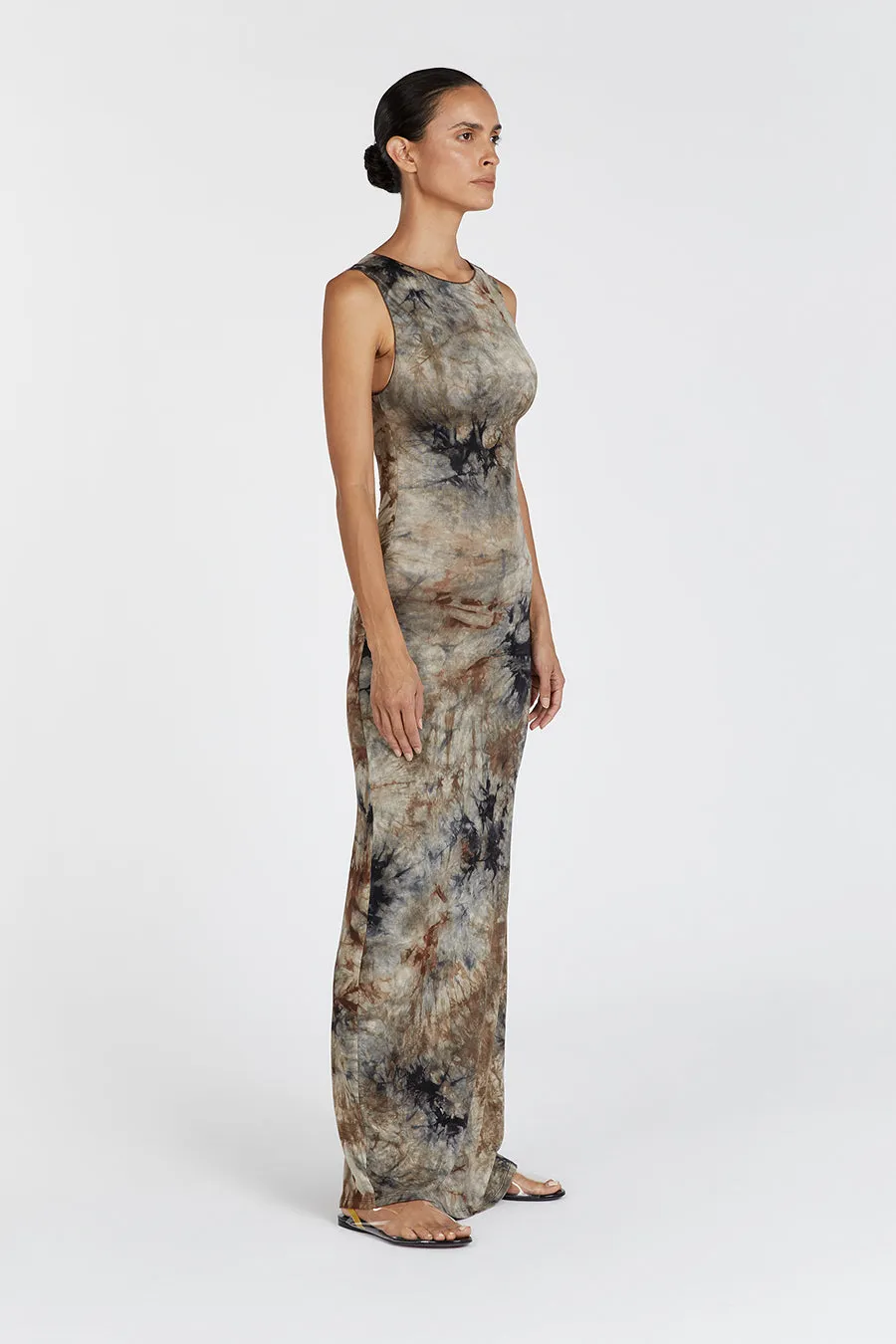 SAWYER TAUPE TIE DYE MIDI DRESS sold by Dissh product image thumbnail 3