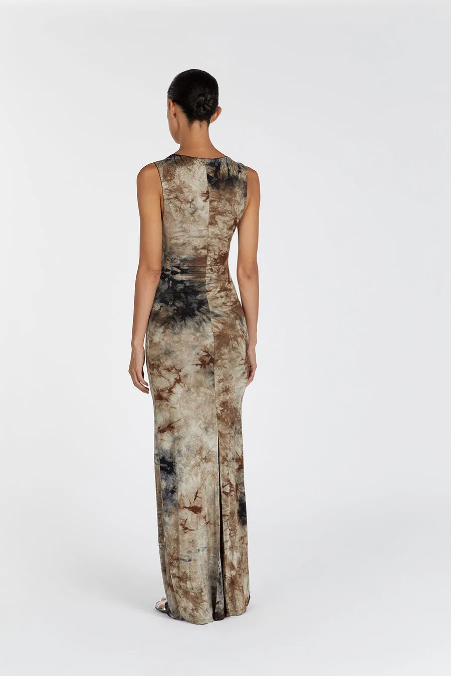SAWYER TAUPE TIE DYE MIDI DRESS sold by Dissh product image thumbnail 4