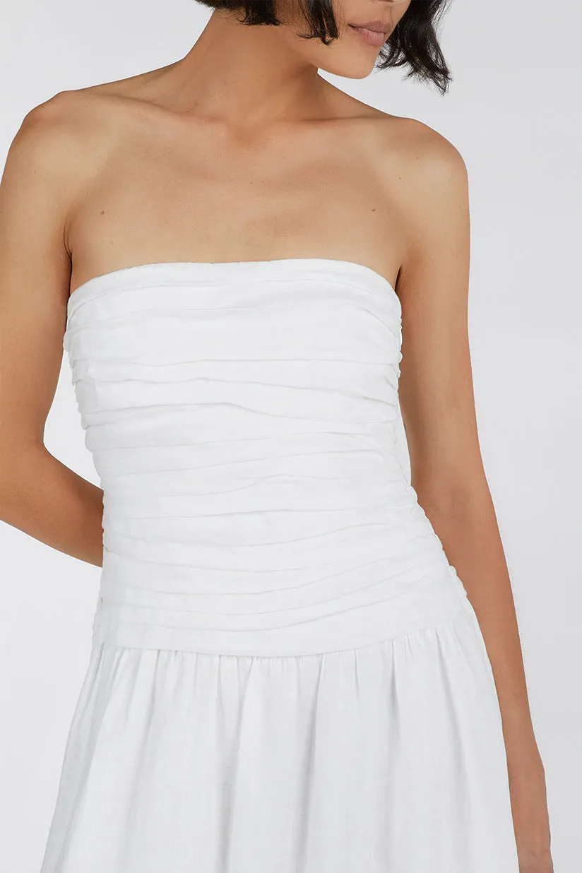CATANIA WHITE LINEN STRAPLESS DRESS sold by Dissh product image thumbnail 4