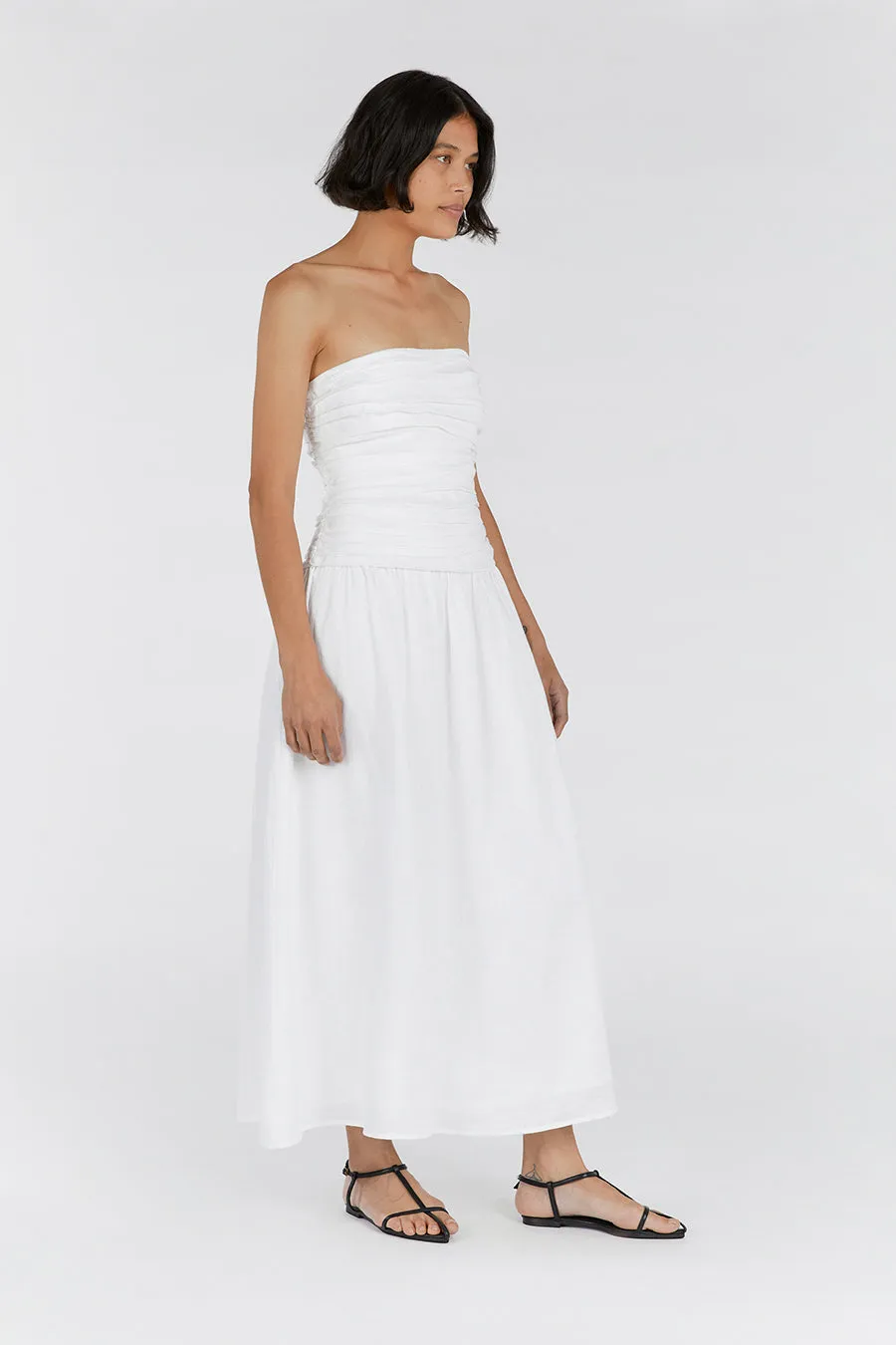 CATANIA WHITE LINEN STRAPLESS DRESS sold by Dissh product image thumbnail 2