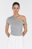 RIO SILVER MARLE DRAPED TWIST KNIT TOP sold by Dissh