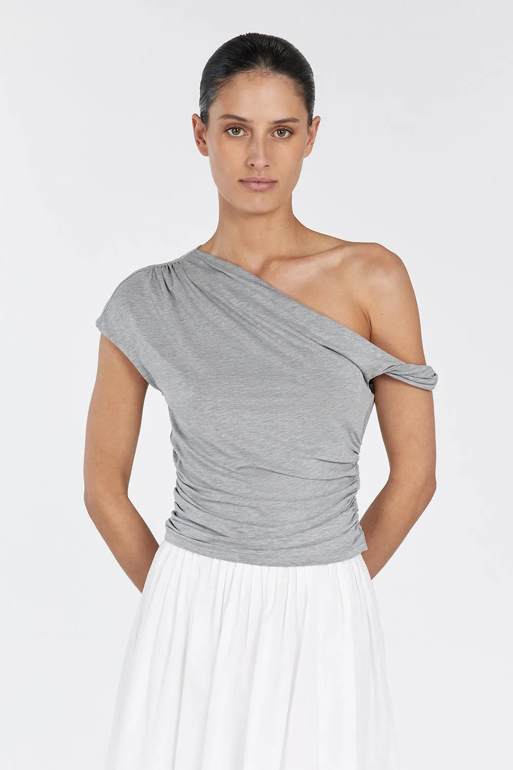 RIO SILVER MARLE DRAPED TWIST KNIT TOP sold by Dissh product image thumbnail 2