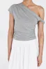 RIO SILVER MARLE DRAPED TWIST KNIT TOP sold by Dissh