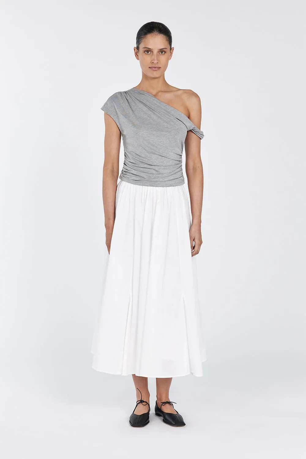 RIO SILVER MARLE DRAPED TWIST KNIT TOP sold by Dissh
