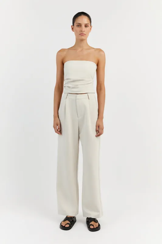 NILE BONE ROUCHED STRAPLESS TOP sold by Dissh