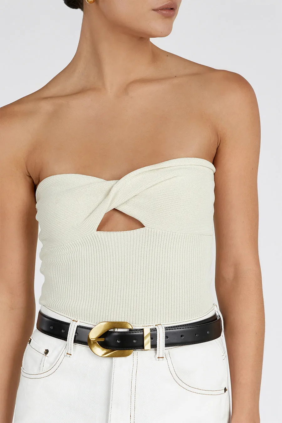 BIANCA CREAM BANDEAU KNIT TOP sold by Dissh product image thumbnail 5