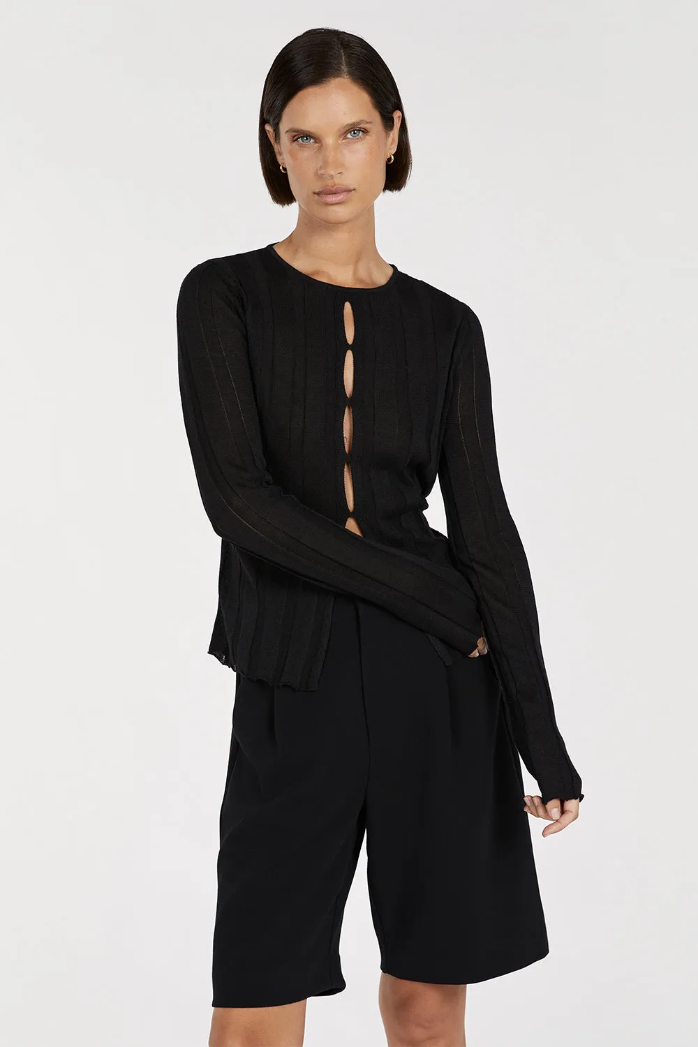 BRONSON BLACK LONG SLEEVE KNIT TOP sold by Dissh product image thumbnail 2