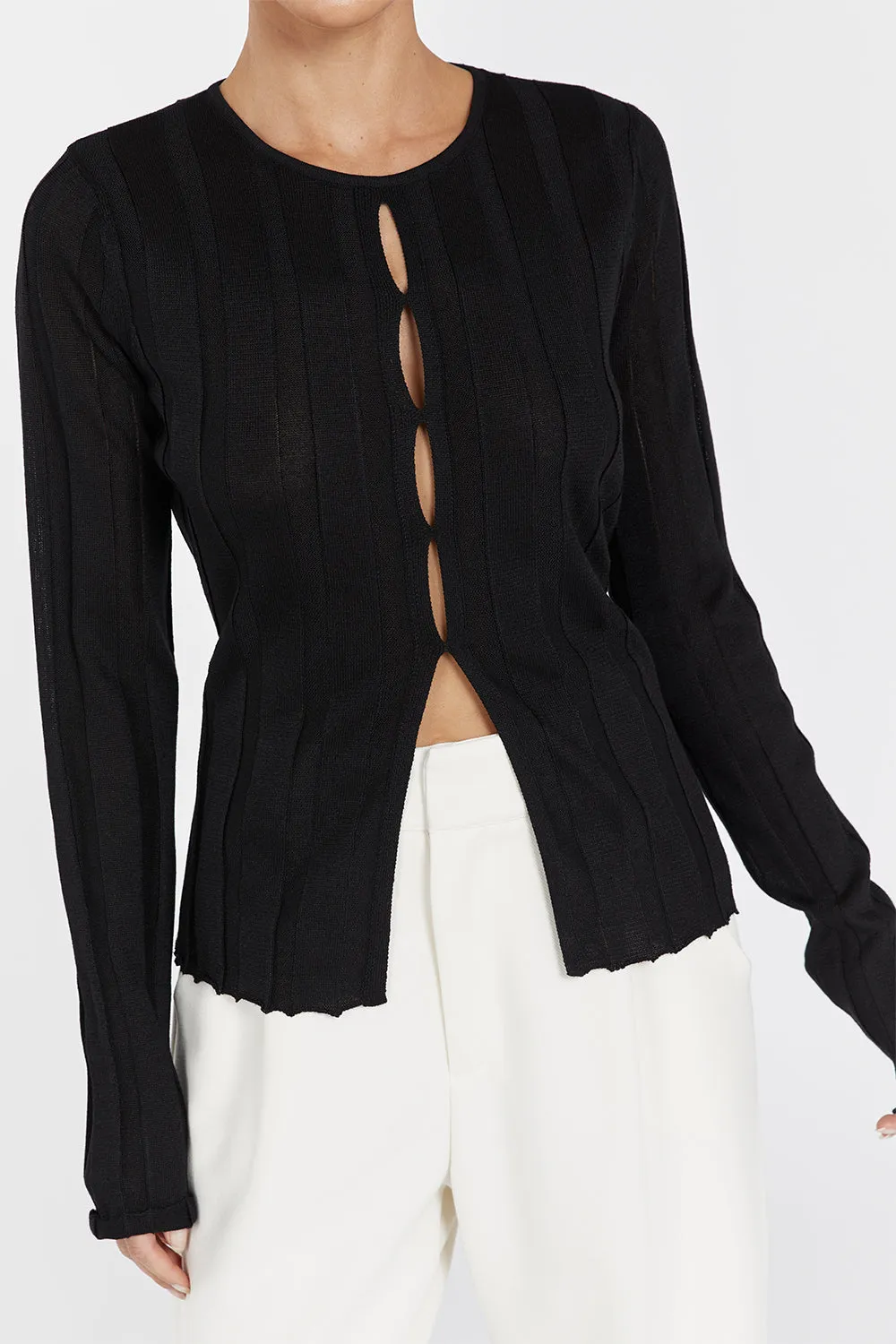 BRONSON BLACK LONG SLEEVE KNIT TOP sold by Dissh product image thumbnail 5