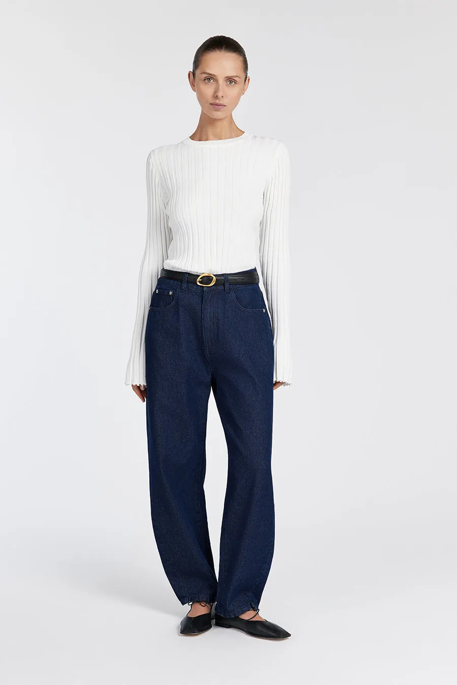 ADA OFF WHITE LONG SLEEVE KNIT TOP sold by Dissh