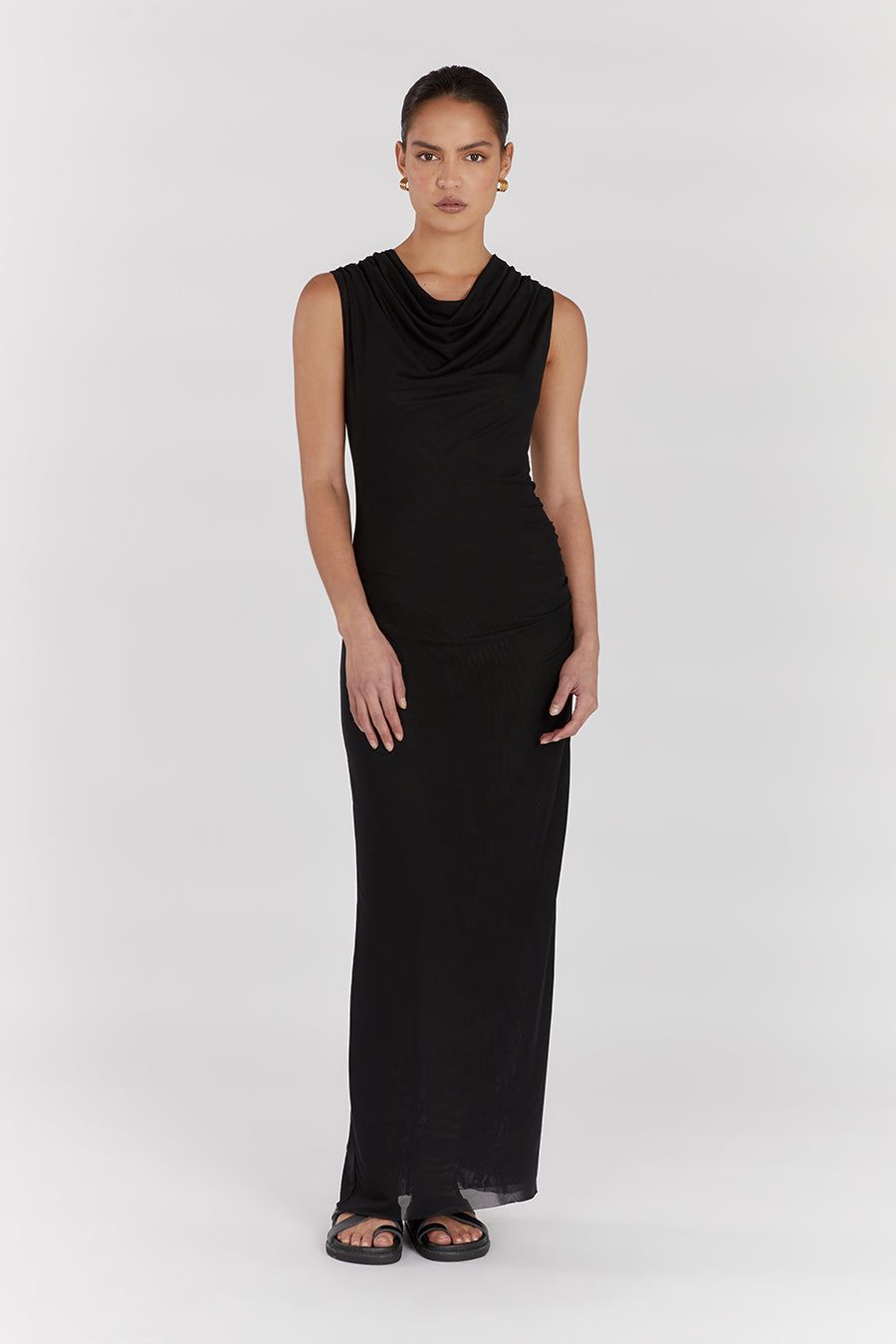 TATE BLACK MESH SLEEVELESS DRESS sold by Dissh