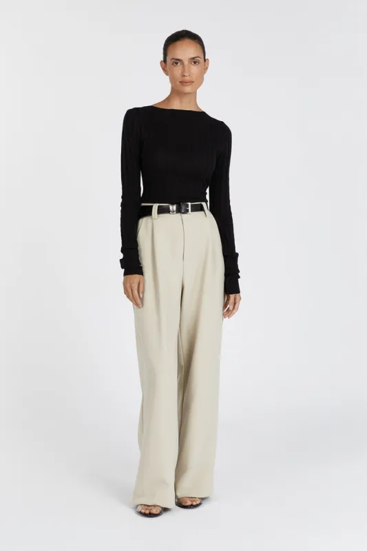 GOLDIE BLACK LONG SLEEVE TOP sold by Dissh