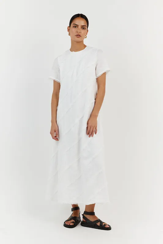 ALEXA WHITE LINEN SLEEVED DRESS sold by Dissh