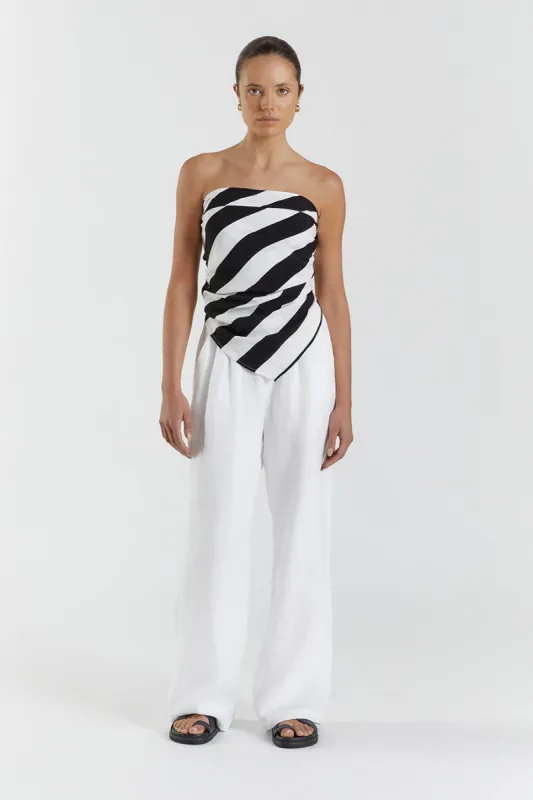 CARLIE WHITE/ BLACK SCARF TOP sold by Dissh