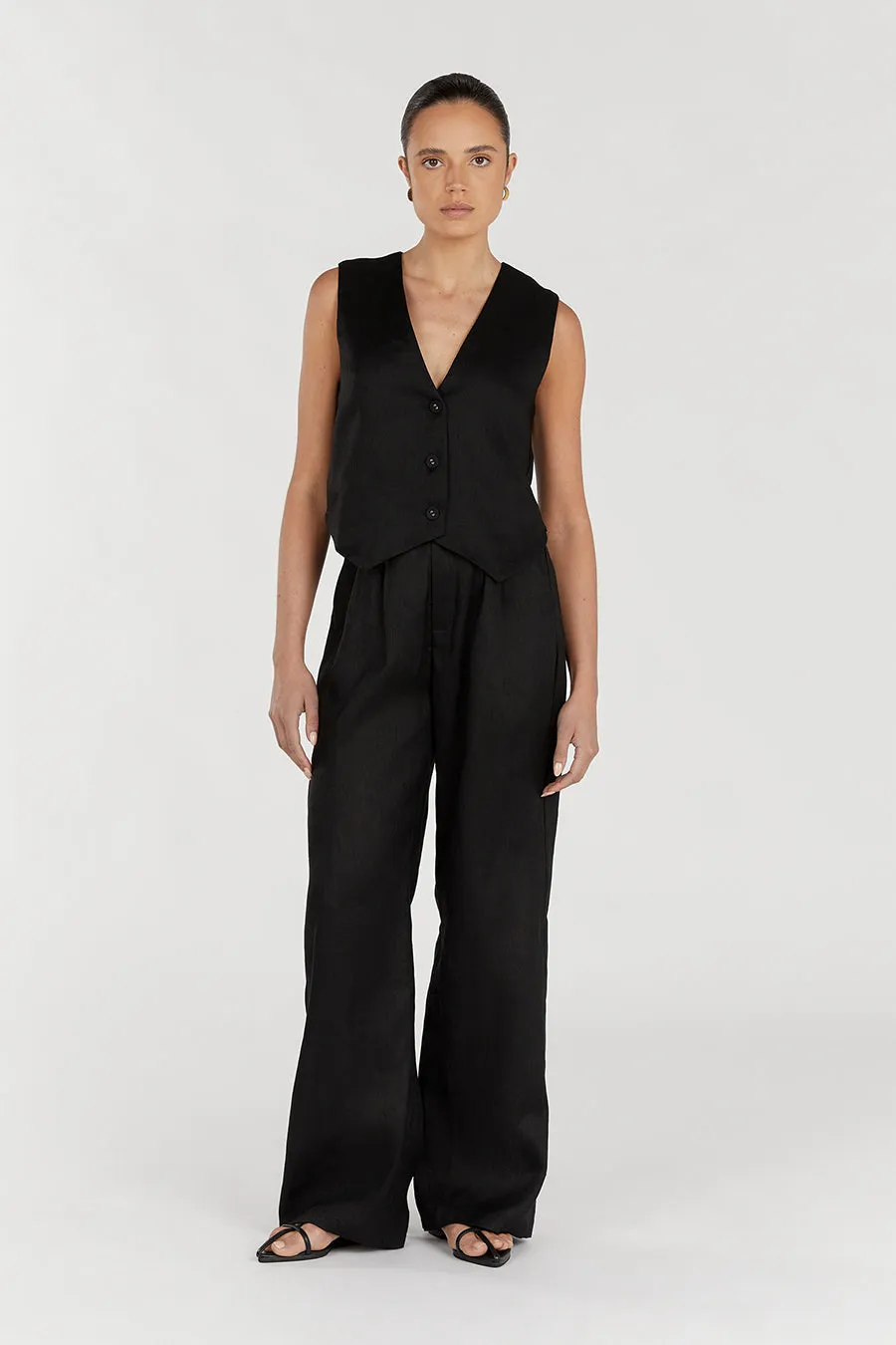 NORAH BLACK LINEN PANT sold by Dissh product image thumbnail 2