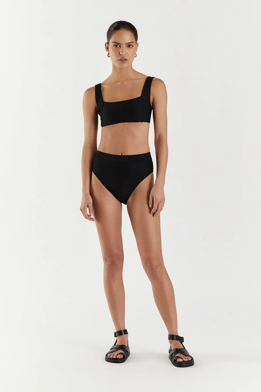 AMAYA BLACK RIB HIGH CUT BRIEF sold by Dissh product image thumbnail 2