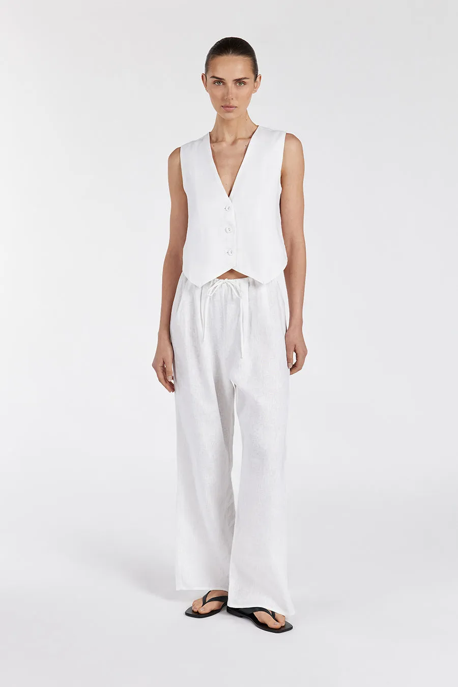 NALA WHITE ELASTIC WAIST PANT sold by Dissh