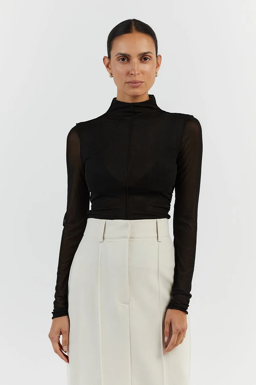 JAGGER BLACK MESH LONG SLEEVE TOP sold by Dissh product image thumbnail 2