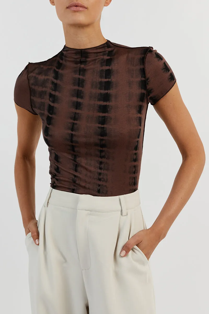 BEAU CHOC TIE DYE CAP SLEEVE TOP sold by Dissh product image thumbnail 5
