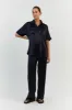 EVANS NAVY SILK PANT sold by Dissh
