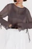 MARI EGGPLANT SHEER LONG SLEEVE TOP sold by Dissh