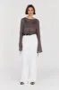 MARI EGGPLANT SHEER LONG SLEEVE TOP sold by Dissh
