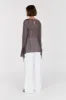 MARI EGGPLANT SHEER LONG SLEEVE TOP sold by Dissh