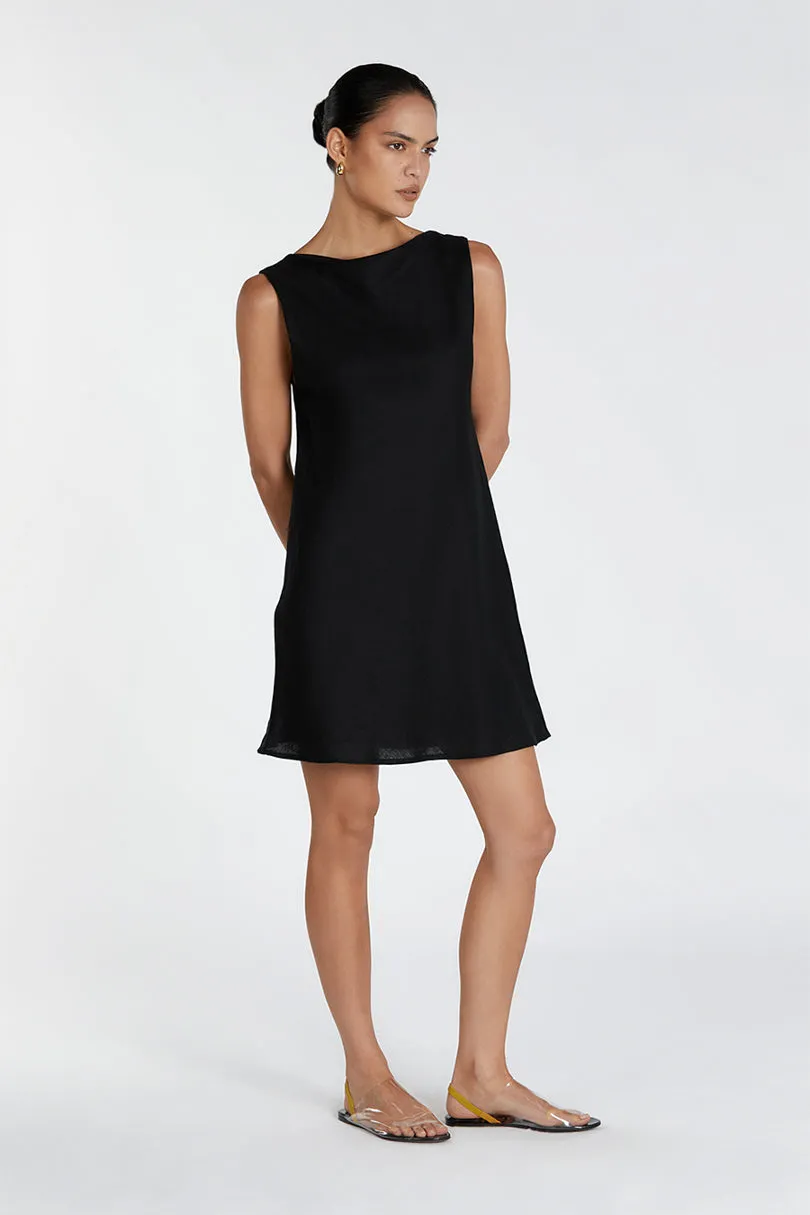 HARMONY BLACK COWL LINEN MINI DRESS sold by Dissh product image thumbnail 3