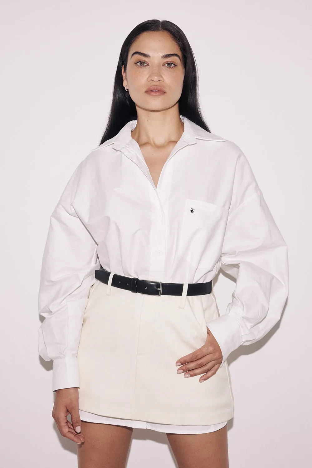 OVERSIZED RHEA WHITE COTTON SHIRT sold by Dissh