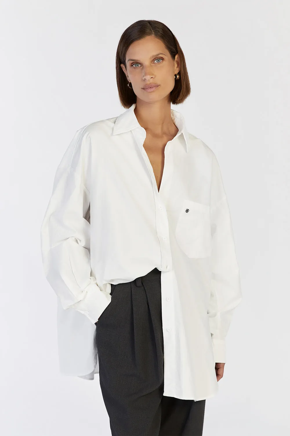 OVERSIZED RHEA WHITE COTTON SHIRT sold by Dissh product image thumbnail 3