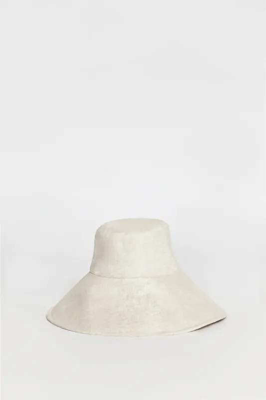 DIANA NATURAL LINEN WIDE BRIM HAT sold by Dissh