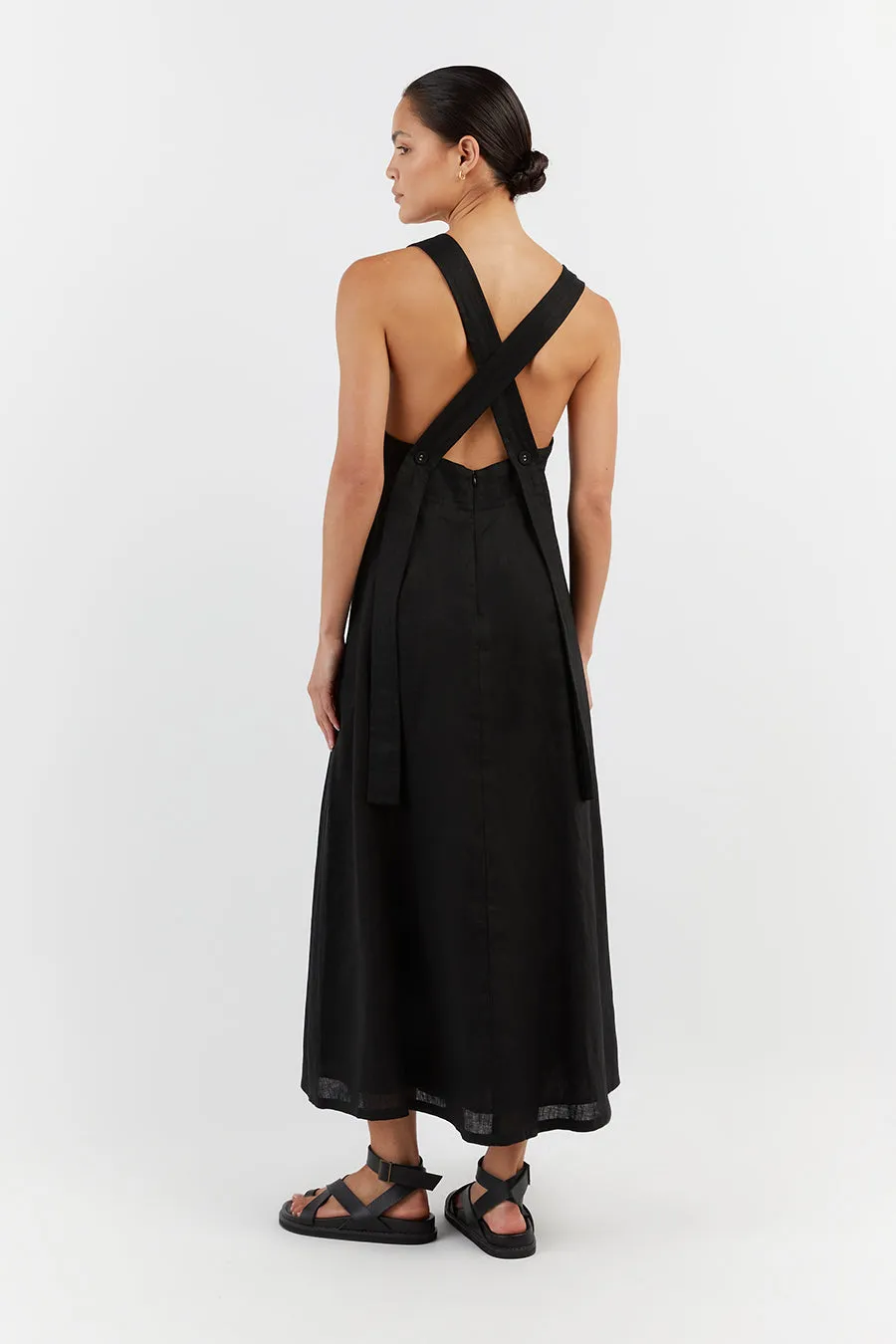 ZADIE BLACK APRON LINEN MIDI DRESS sold by Dissh product image thumbnail 4