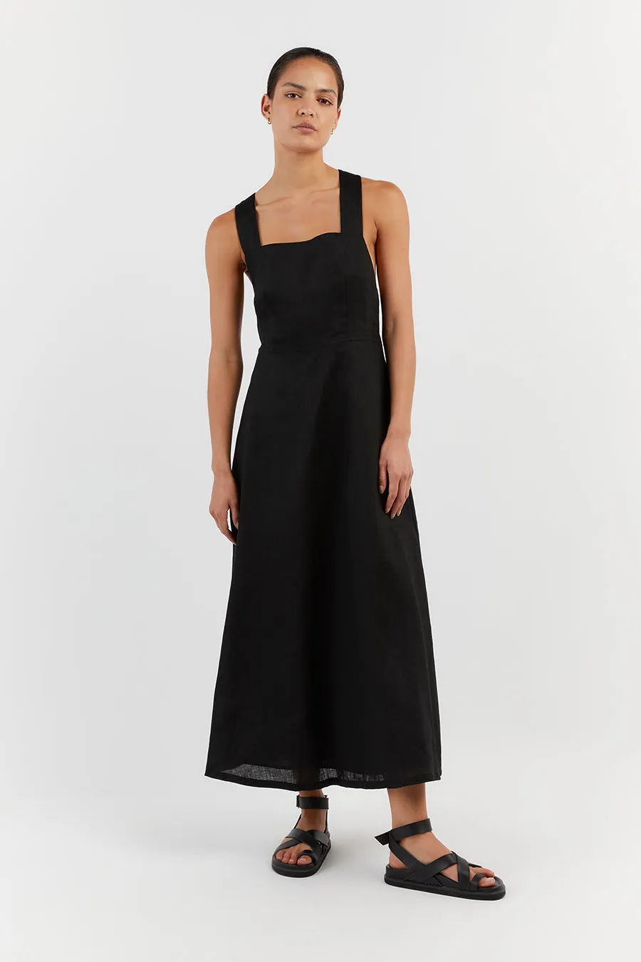 ZADIE BLACK APRON LINEN MIDI DRESS sold by Dissh product image thumbnail 2