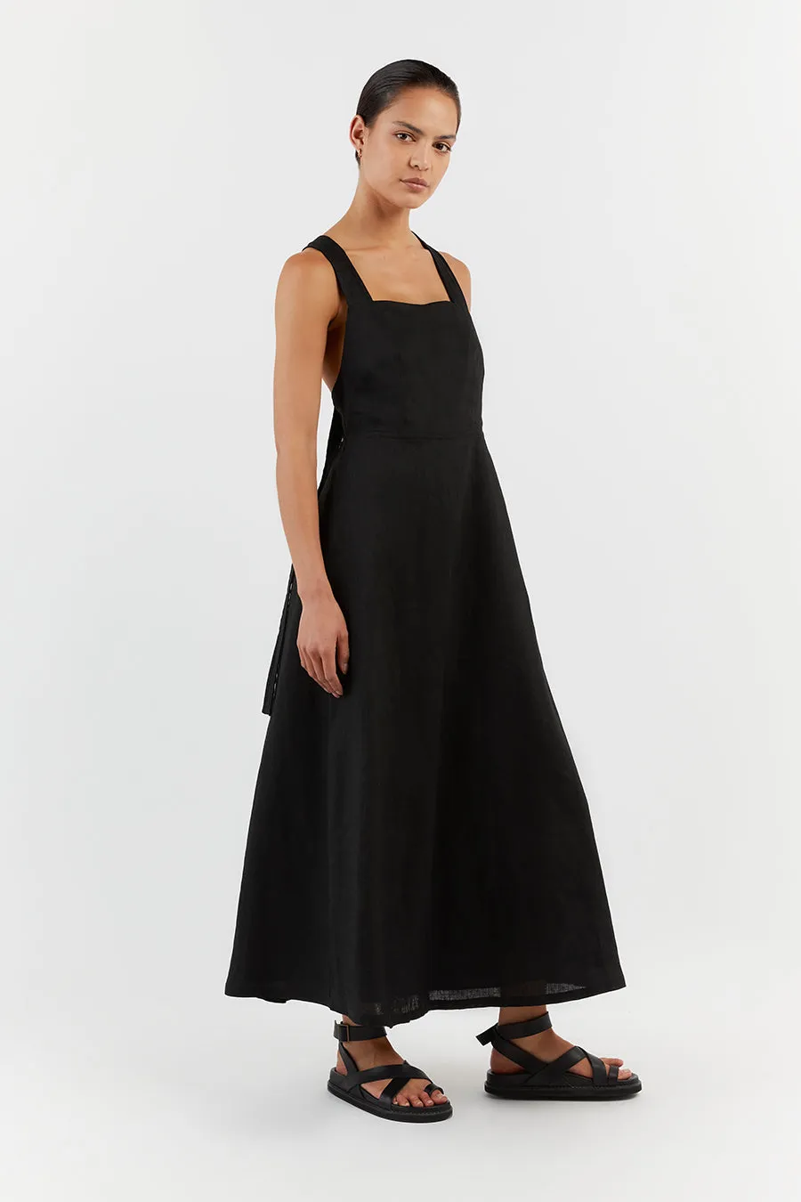 ZADIE BLACK APRON LINEN MIDI DRESS sold by Dissh product image thumbnail 3
