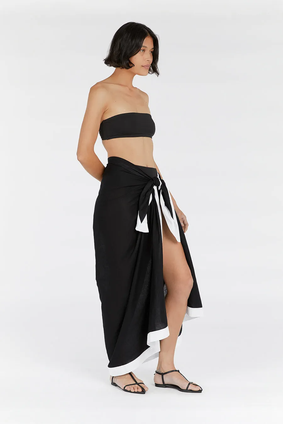 CALLIE BLACK CONTRAST LINEN SARONG sold by Dissh product image thumbnail 3