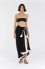 CALLIE BLACK CONTRAST LINEN SARONG sold by Dissh
